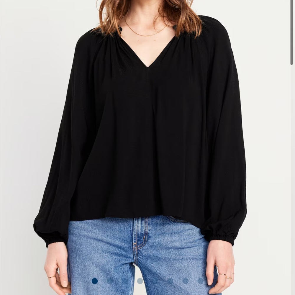 Old Navy Black V Neck Blouse Size Small